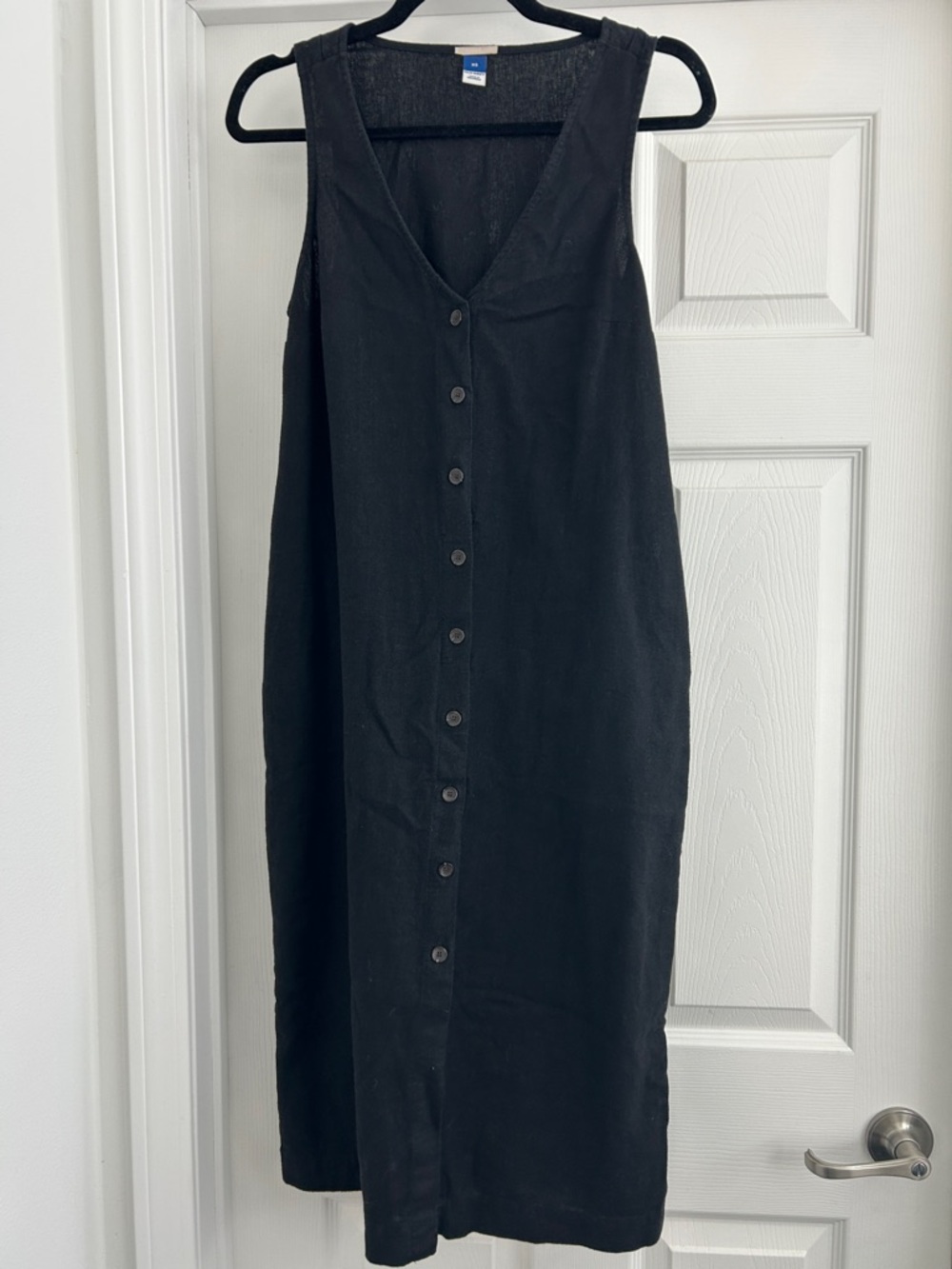 Women’s Linen Blend Button-Front Sleeveless Midi Dress